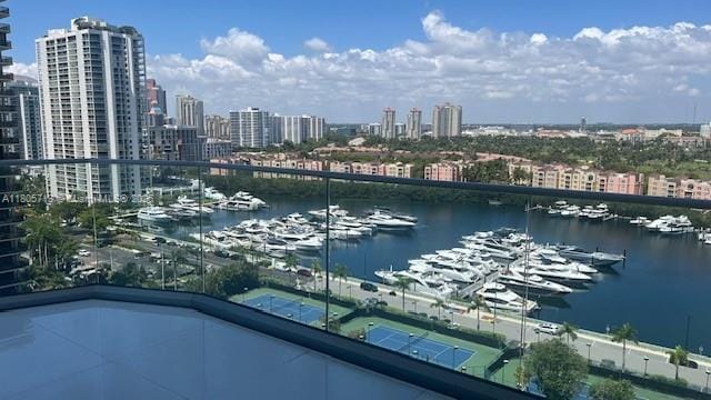 19707 Turnberry Way Unit 18D, Aventura, FL 33180 - water view featuring numerous boat docks and a view of skyline