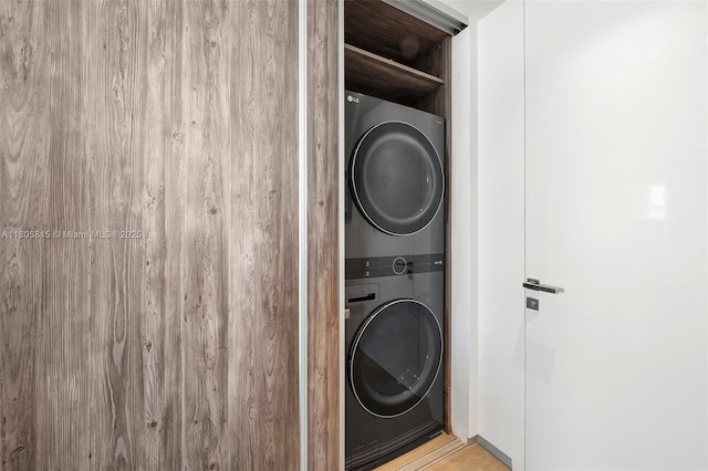 3470 E Coast Ave Unit H1201, Miami, FL 33137 - washroom featuring stacked washer / dryer