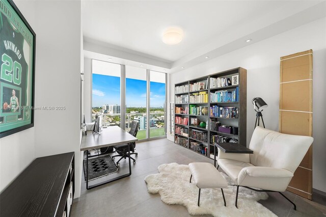 3470 E Coast Ave Unit H1201, Miami, FL 33137 - office area featuring expansive windows and recessed lighting