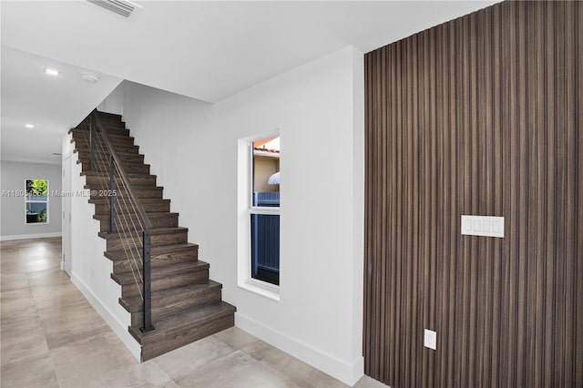 3431-3433 SW 16th Ter, Miami, FL 33145 - stairway with baseboards, recessed lighting, and concrete floors