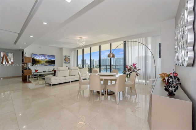 5500 Island Estates Dr Unit 1404 & 1405N, Aventura, FL 33160 - dining area with a wall of windows