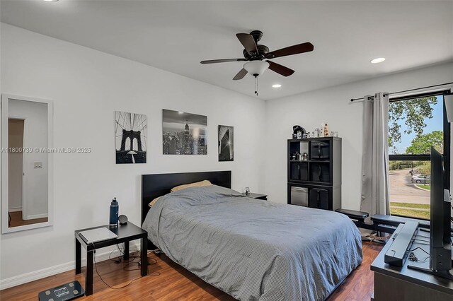1541 NW 92nd Ave Unit 186, Pembroke Pines, FL 33024 - bedroom featuring wood finished floors, recessed lighting, baseboards, and ceiling fan