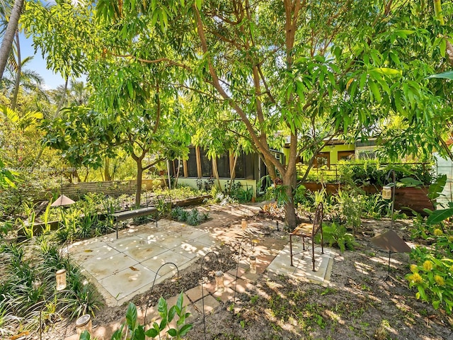 1519 Harrison St, Hollywood, FL 33020 - view of yard with a sunroom, a patio, and fence