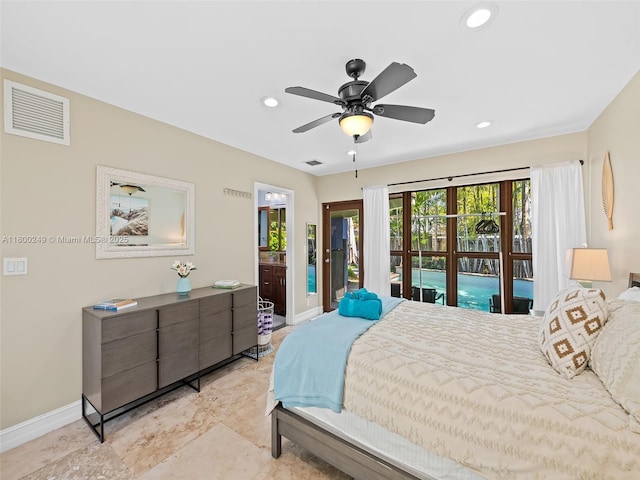 1519 Harrison St, Hollywood, FL 33020 - bedroom featuring baseboards, recessed lighting, and ceiling fan