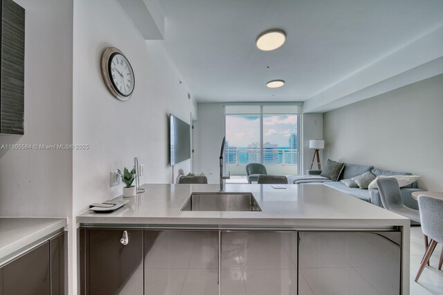 1080 Brickell Ave Unit 3802, Miami, FL 33131 - kitchen with a sink, stainless steel countertops, and open floor plan