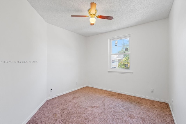 9808 NW 56th Pl, Coral Springs, FL 33076 - carpeted empty room with a textured ceiling, a ceiling fan, and baseboards