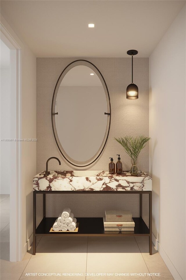 2200 Brickell Ave Unit 207, Miami, FL 33129 - bathroom view of wallpapered walls