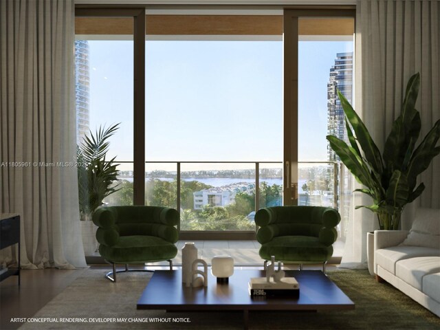 2200 Brickell Ave Unit 207, Miami, FL 33129 - living area with a water view and expansive windows