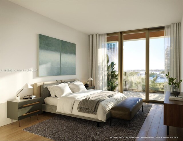2200 Brickell Ave Unit 207, Miami, FL 33129 - bedroom featuring expansive windows, wood finished floors, multiple windows, and access to exterior