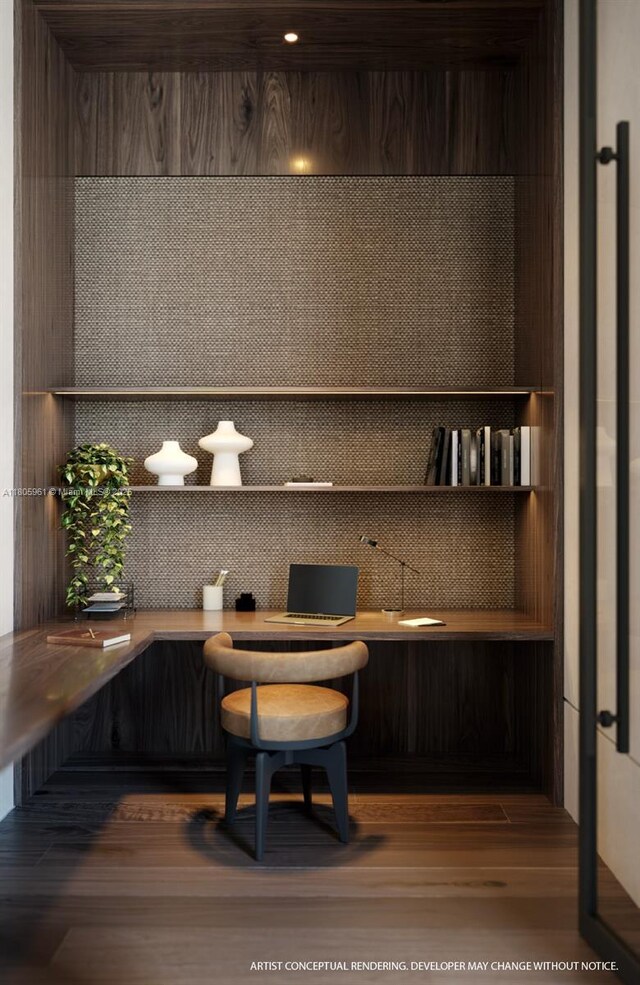 2200 Brickell Ave Unit 207, Miami, FL 33129 - home office with wood finished floors and built in study area