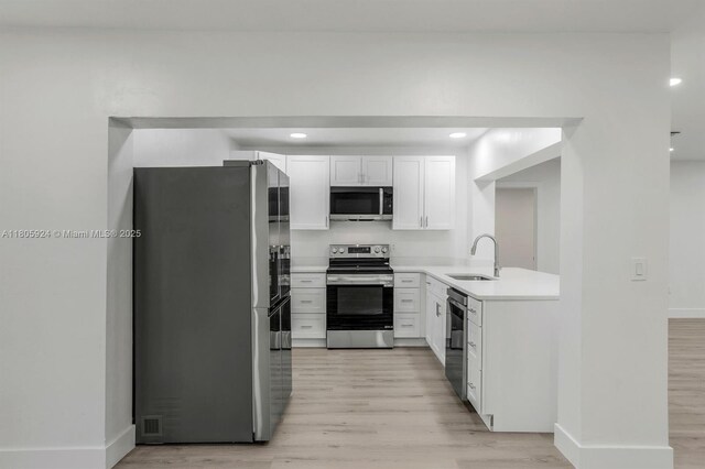 3973 4th Ave SE, Naples, FL 34117 - kitchen with stainless steel appliances, a sink, light wood-type flooring, light countertops, and recessed lighting