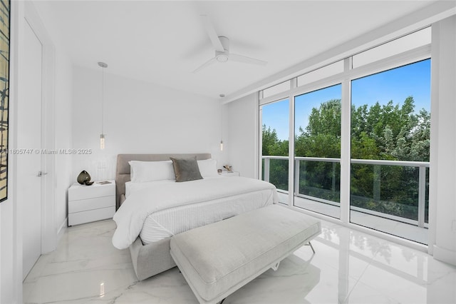 100 S Pointe Dr Unit Th-13, Miami Beach, FL 33139 - bedroom featuring marble finish flooring and a ceiling fan
