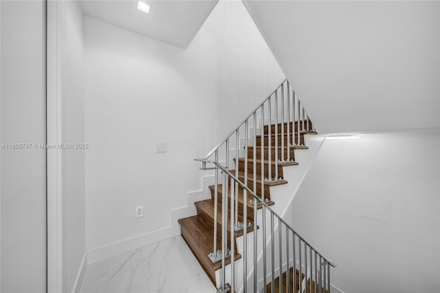 100 S Pointe Dr Unit Th-13, Miami Beach, FL 33139 - stairway featuring baseboards and marble finish flooring