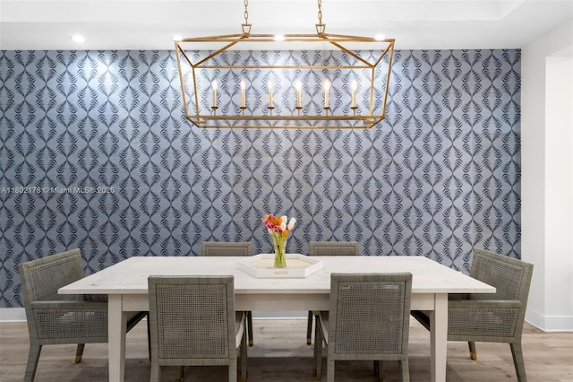 622 Malaga Ave Unit 622, Coral Gables, FL 33134 - dining space with baseboards, light wood finished floors, wallpapered walls, and recessed lighting