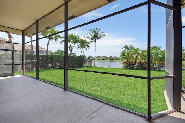 2701 Edgewater Ct, Weston, FL 33332 - unfurnished sunroom with a water view