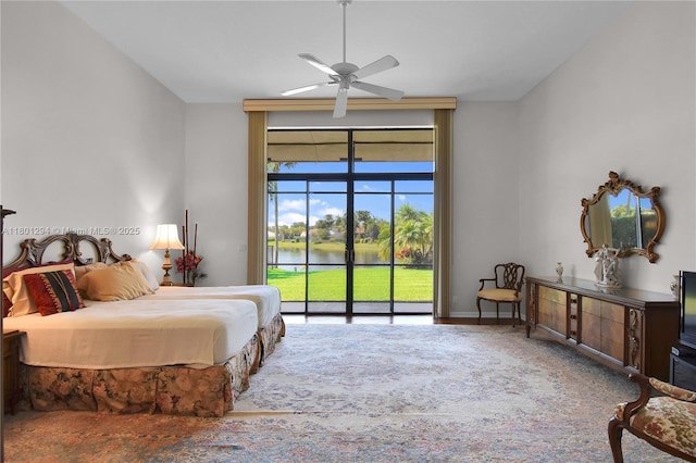 2701 Edgewater Ct, Weston, FL 33332 - bedroom with access to exterior and ceiling fan