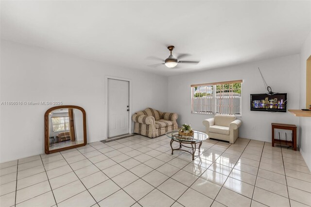 4230 SW 97th Pl, Miami, FL 33165 - living room with ceiling fan and light tile patterned floors