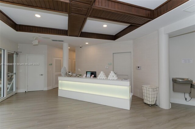 20281 E Country Club Dr Unit 1008, Aventura, FL 33180 - reception featuring coffered ceiling, beam ceiling, and recessed lighting