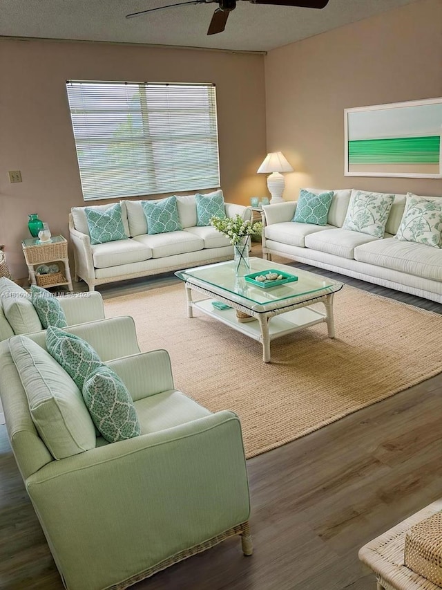 235 E Burgundy E Unit 235, Delray Beach, FL 33484 - living area with ceiling fan and wood finished floors