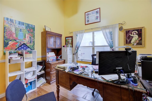 596 NW 164th Ave, Pembroke Pines, FL 33028 - office with a towering ceiling and light wood finished floors