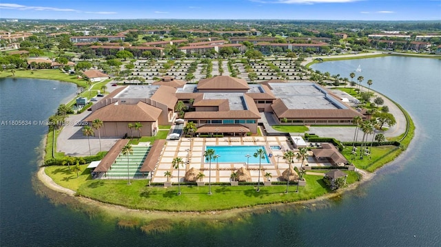 1300 SW 124th Ter Unit 107P, Pembroke Pines, FL 33027 - drone / aerial view of a pool and a nearby body of water