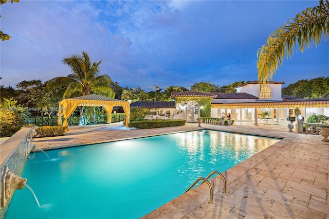 12300 Old Cutler Rd, Pinecrest, FL 33156 - outdoor pool with a patio and a gazebo