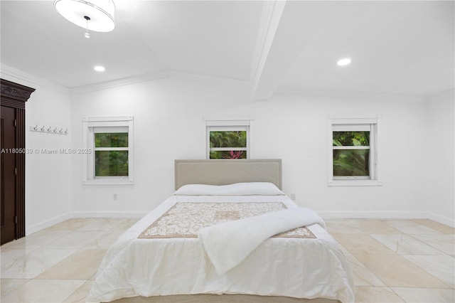 12300 Old Cutler Rd, Pinecrest, FL 33156 - bedroom featuring vaulted ceiling, baseboards, recessed lighting, and ornamental molding