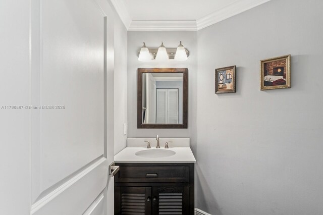 20701 NW 3rd Ct, Pembroke Pines, FL 33029 - bathroom featuring vanity and crown molding