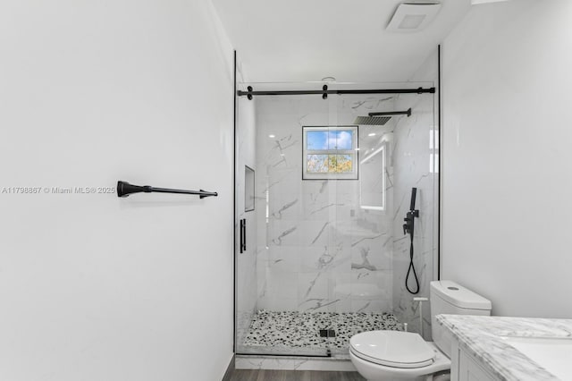 20701 NW 3rd Ct, Pembroke Pines, FL 33029 - full bathroom featuring toilet, a marble finish shower, and vanity