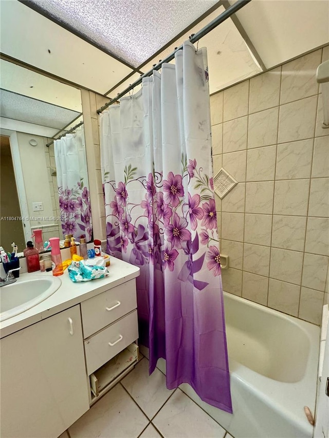 3660 Inverrary Dr Unit 2W, Lauderhill, FL 33319 - full bathroom featuring vanity, a textured ceiling, and shower / bath combination with curtain
