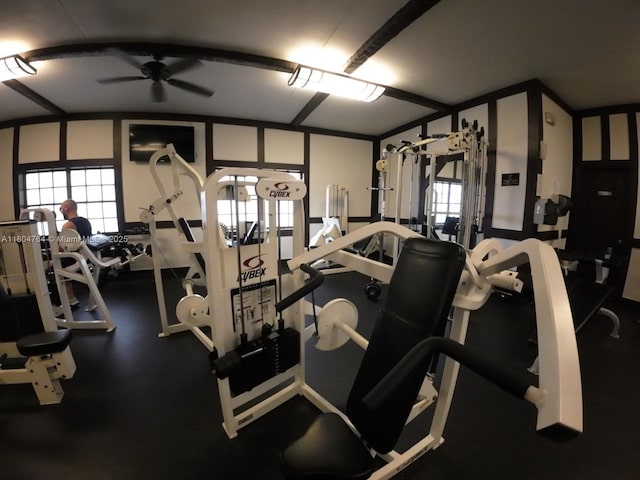 3660 Inverrary Dr Unit 2W, Lauderhill, FL 33319 - gym with ceiling fan and healthy amount of natural light