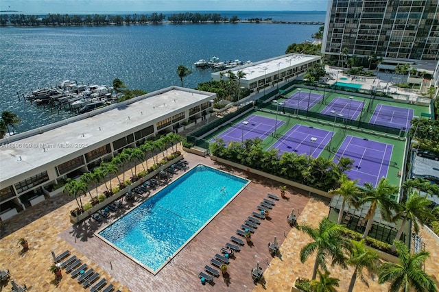 1901 Brickell Ave Unit B1408, Miami, FL 33129 - aerial view of a nearby body of water and a pool area