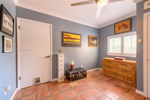 5020 SW 82nd Ave, Miami, FL 33155 - living area featuring ornamental molding and ceiling fan