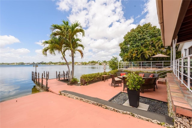 5020 SW 82nd Ave, Miami, FL 33155 - view of patio / terrace with a water view, outdoor lounge area, and a dock