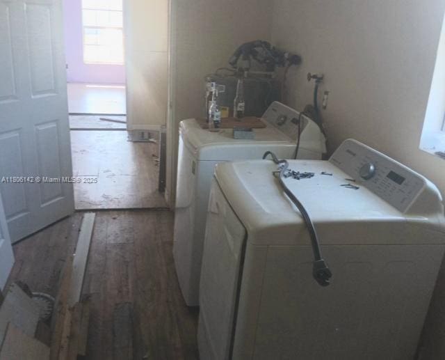 884 Montego Dr, West Palm Beach, FL 33415 - washroom featuring wood finished floors and washer and dryer