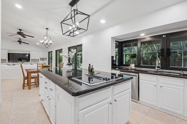 7935 SW 155th St, Palmetto Bay, FL 33157 - kitchen with dishwasher, a sink, recessed lighting, open floor plan, and a chandelier