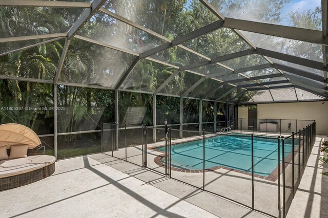 7935 SW 155th St, Palmetto Bay, FL 33157 - view of pool with a patio and glass enclosure