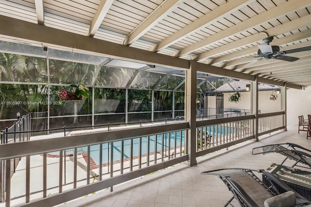 7935 SW 155th St, Palmetto Bay, FL 33157 - view of swimming pool featuring a patio and a ceiling fan