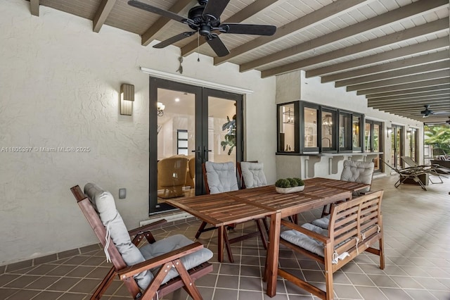 7935 SW 155th St, Palmetto Bay, FL 33157 - view of patio featuring ceiling fan, outdoor dining area, and french doors