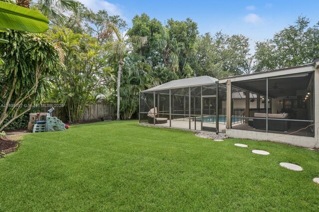 7935 SW 155th St, Palmetto Bay, FL 33157 - view of yard with a patio area and a lanai