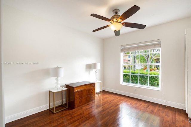 921 SW 176th Ave, Pembroke Pines, FL 33029 - spare room with baseboards, wood finished floors, and a ceiling fan