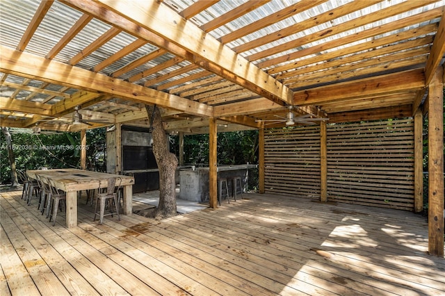 wooden terrace with a pergola