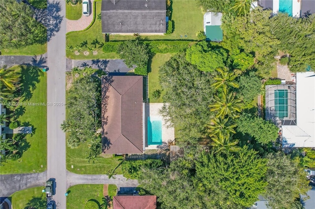 aerial view of a pool area