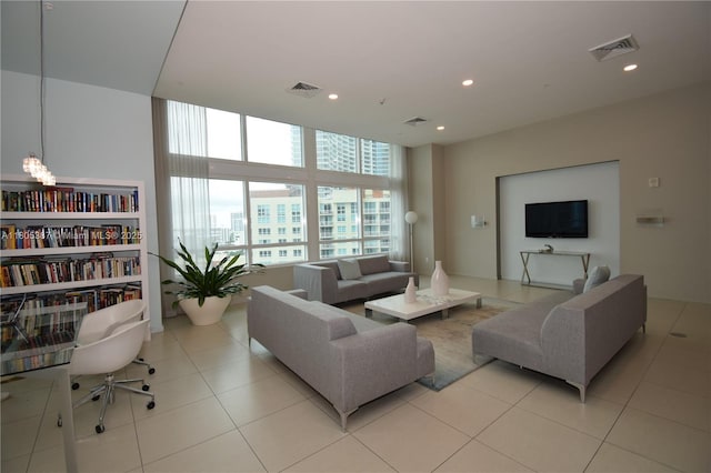 1900 N Bayshore Dr Unit 2804, Miami, FL 33132 - living room with light tile patterned flooring and recessed lighting