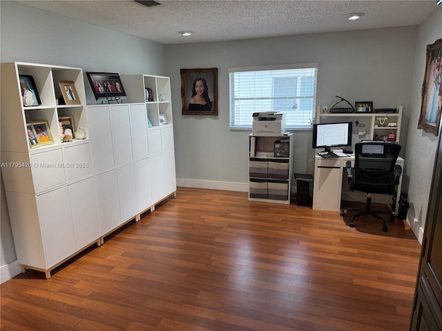 1250 NW 85th Ave, Plantation, FL 33322 - office area featuring wood finished floors, a textured ceiling, and baseboards