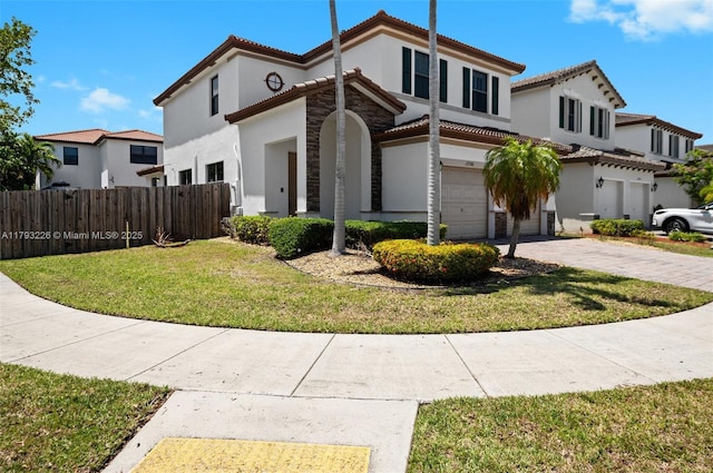 22780 SW 92nd Ct, Cutler Bay, FL 33190 - mediterranean / spanish-style home featuring an attached garage, a tiled roof, stucco siding, and driveway