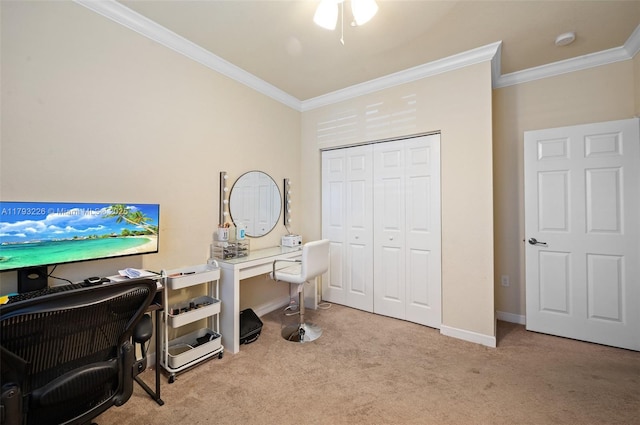 22780 SW 92nd Ct, Cutler Bay, FL 33190 - carpeted office featuring ornamental molding and baseboards