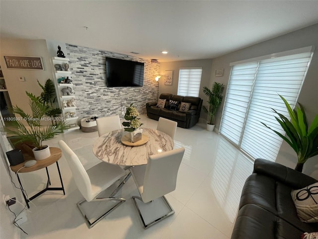 living room featuring light tile patterned floors