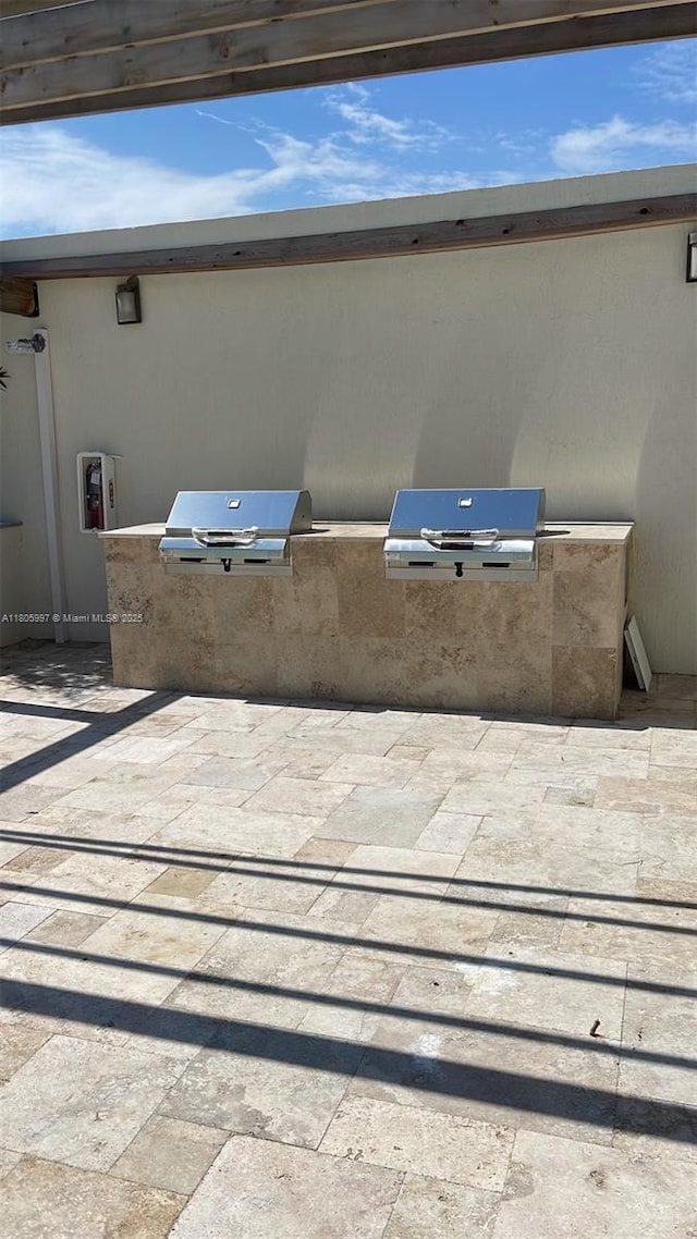 view of patio featuring an outdoor kitchen