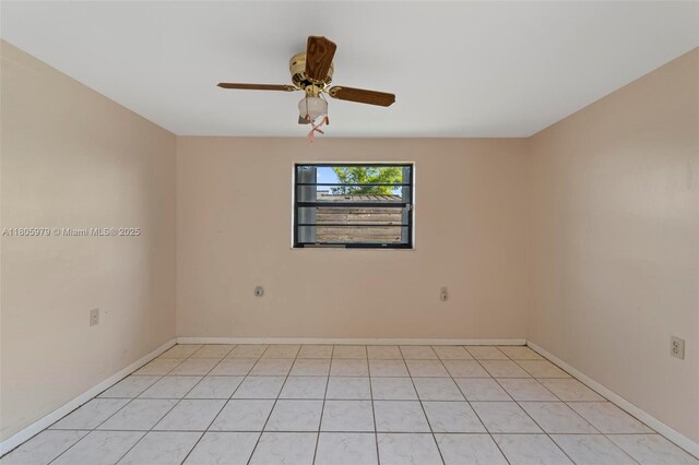 4295 SW 97th Ct, Miami, FL 33165 - spare room featuring ceiling fan, baseboards, and light tile patterned flooring
